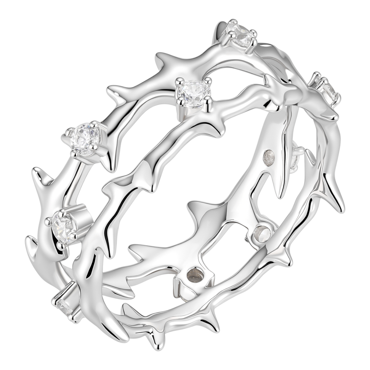 Moissanite Crown Of Thorns Eternity Band Ring | 925 Silver