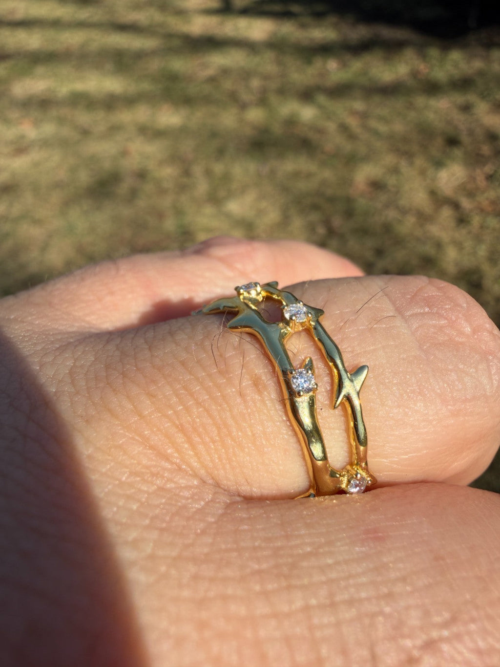 Moissanite Crown Of Thorns Eternity Band Ring | 14k Gold Vermeil 925 Silver