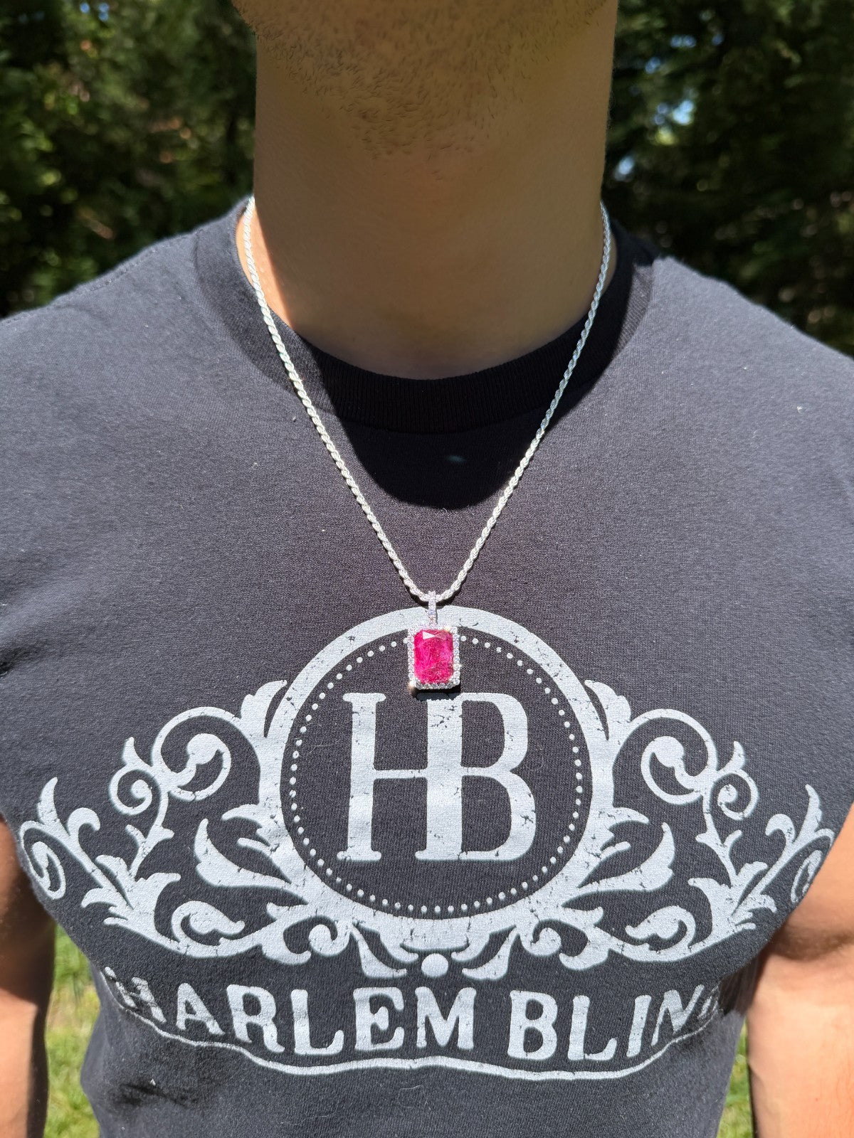 Moissanite Royalty Red Ruby Pendant | 925 Silver