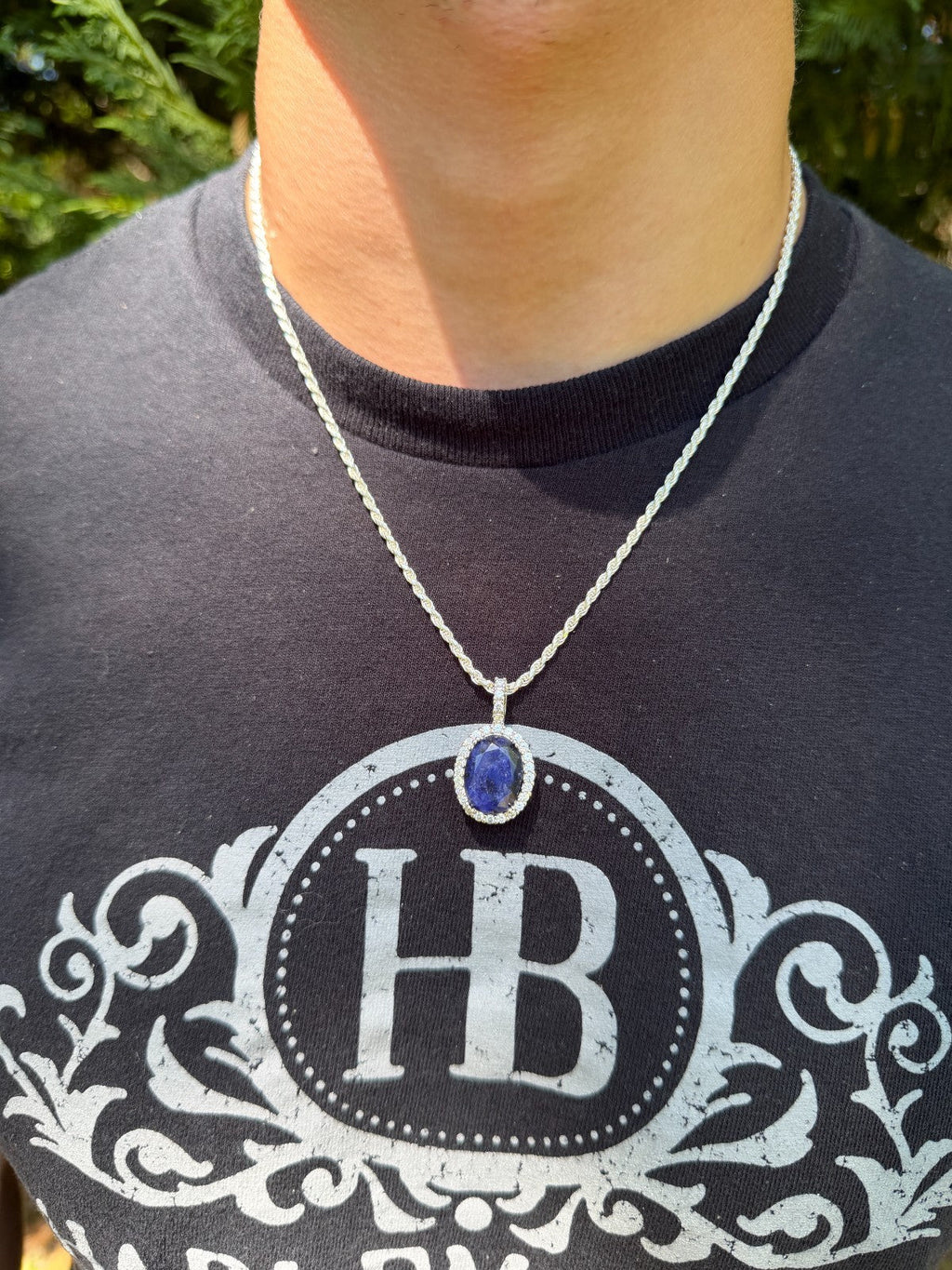 Moissanite Royalty Midnight Ocean Pendant | 925 Silver