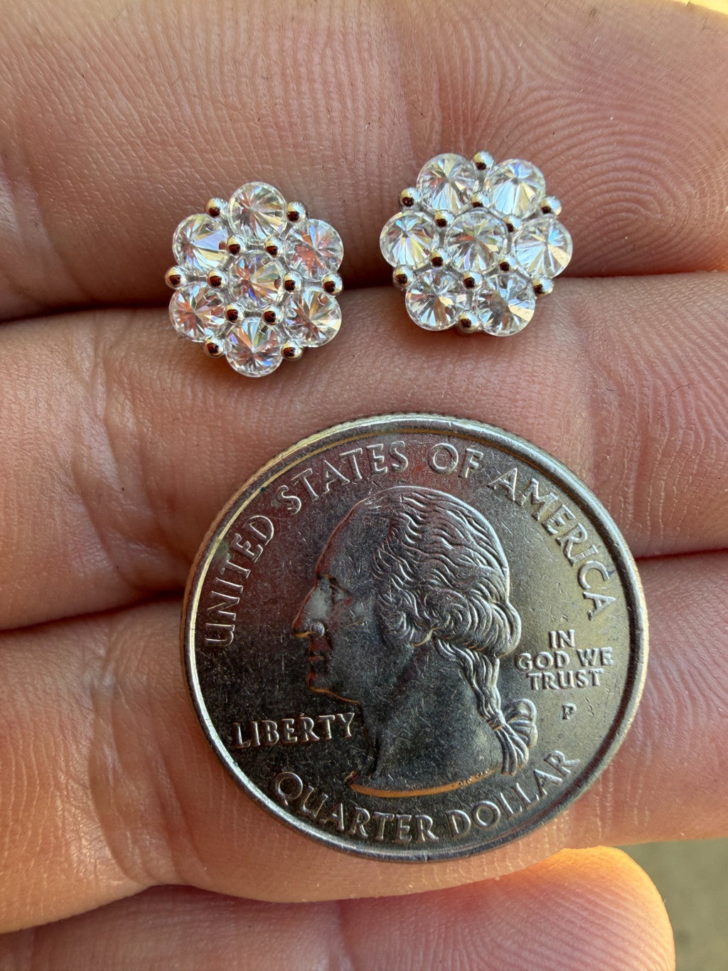 Moissanite Upside Down Reverse Set Cluster Iced Out Honeycomb Set Earrings | 925 Silver