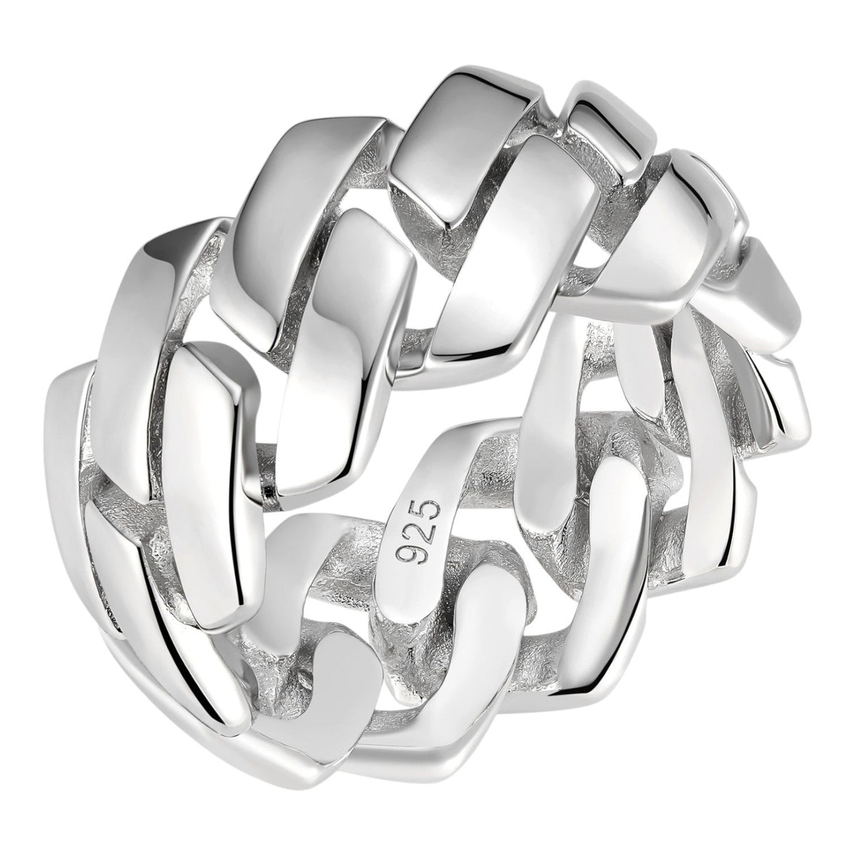 Classic 11.5mm Prong Miami Cuban Eternity Band Ring | 925 Silver