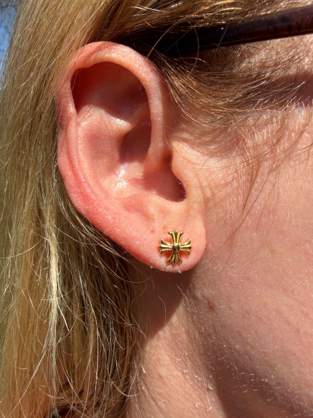 Hearts Of Chrome Cross Earrings | 14k Gold Vermeil 925 Silver