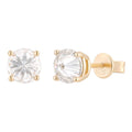 Moissanite Upside Down Reverse Set Stud Earrings | 14k Gold Vermeil 925 Silver