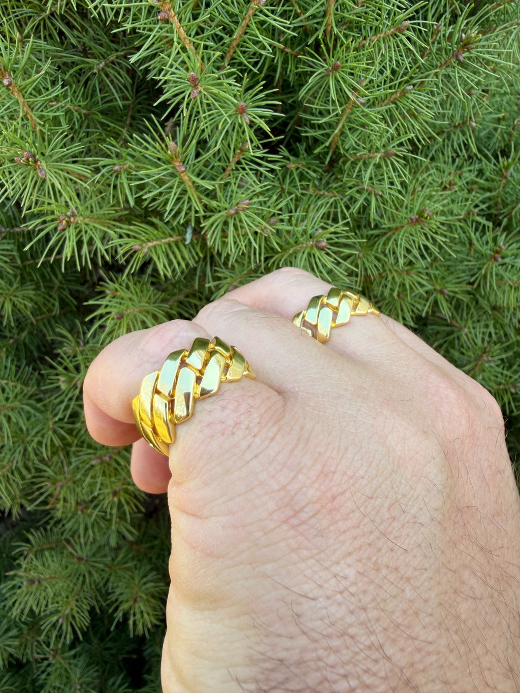 Classic 11.5mm Prong Miami Cuban Eternity Band Ring | 14k Gold Vermeil 925 Silver