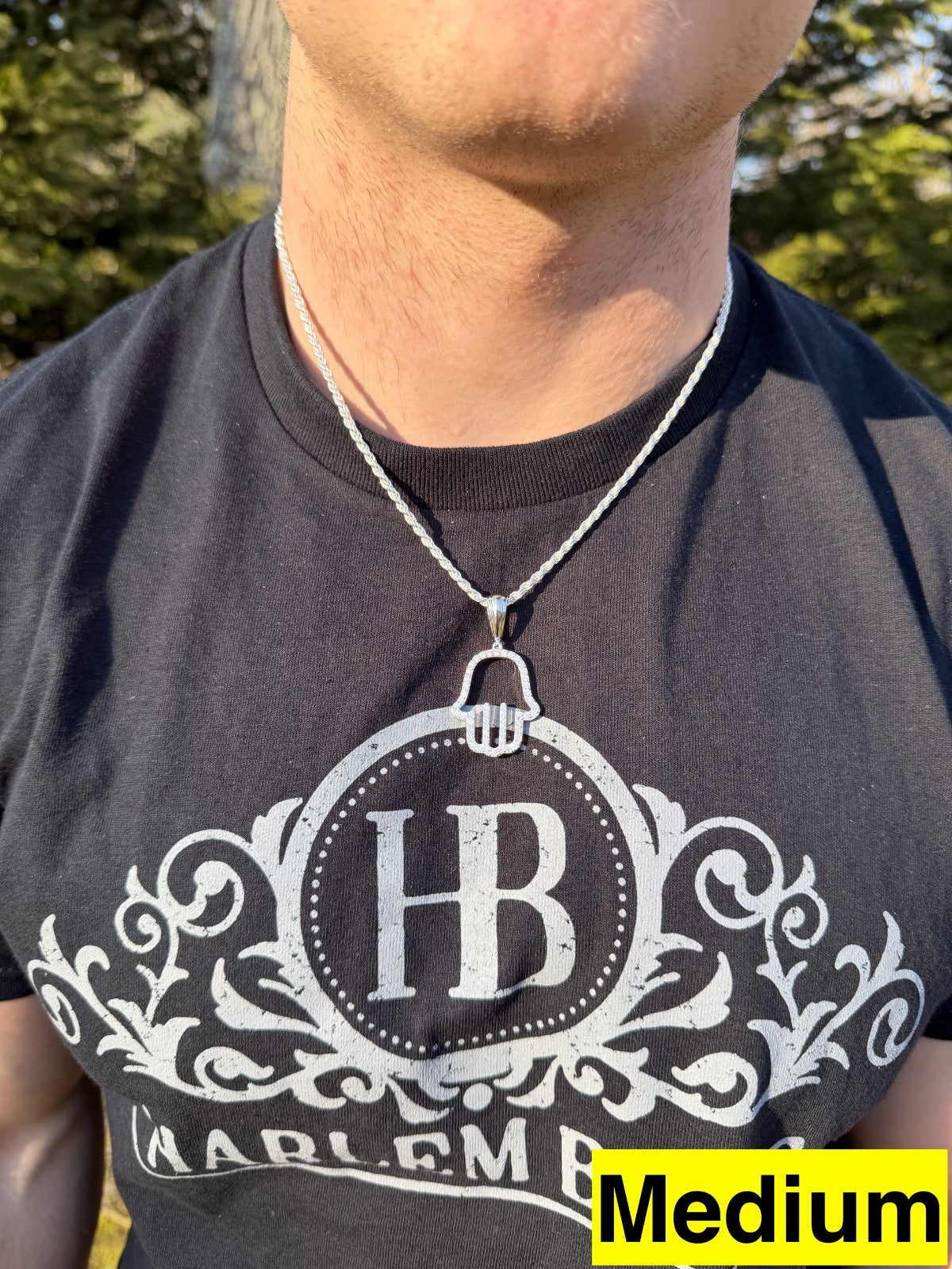 Moissanite Hamsa Cutout Pendant | 925 Silver