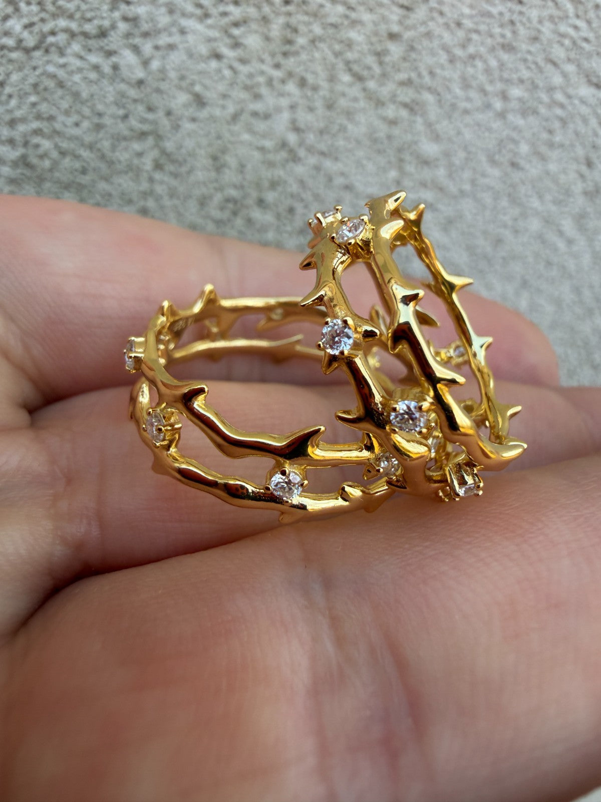 Moissanite Crown Of Thorns Eternity Band Ring | 14k Gold Vermeil 925 Silver