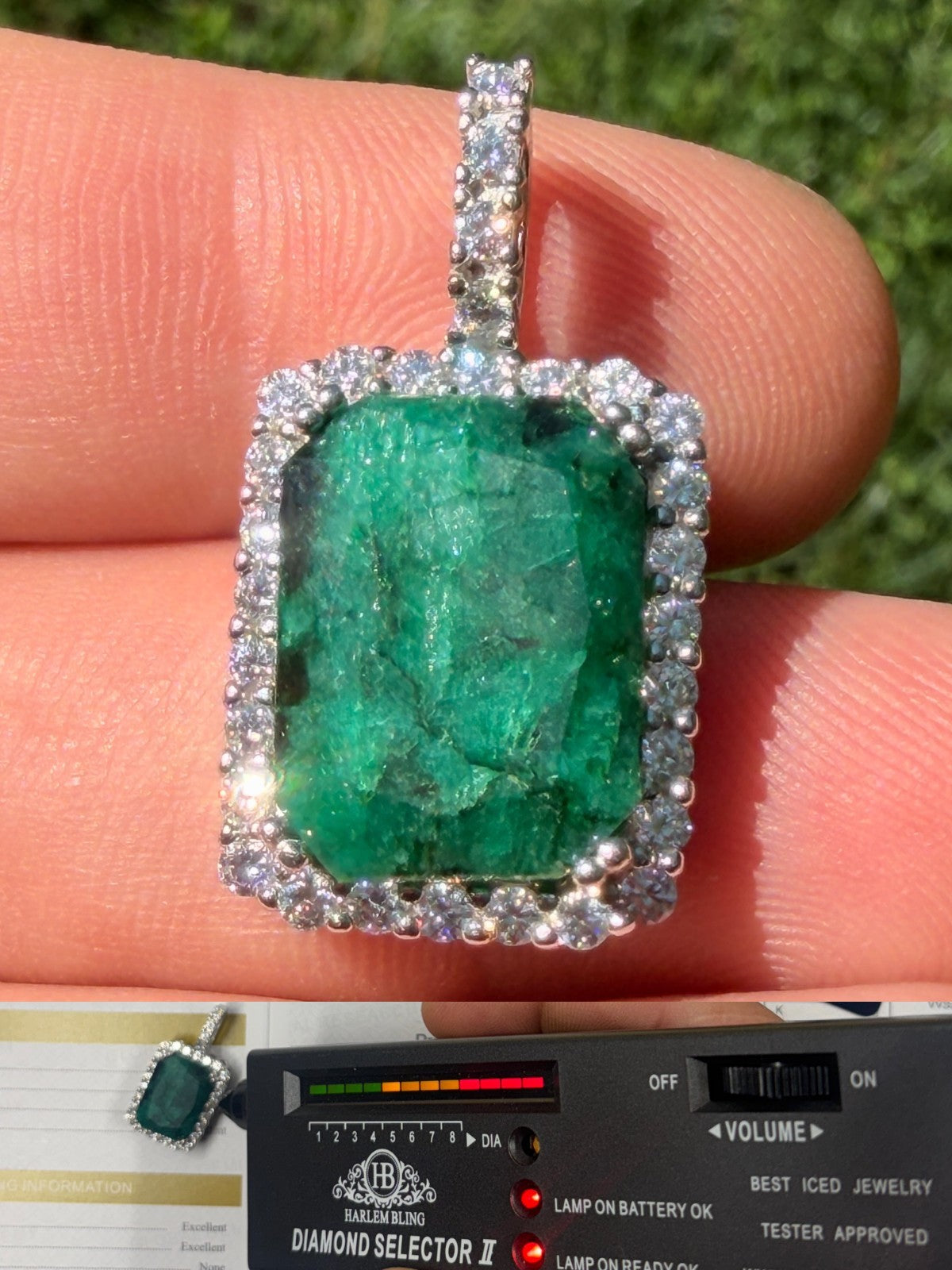 Moissanite Royalty Green Phantom Pendant | 925 Silver