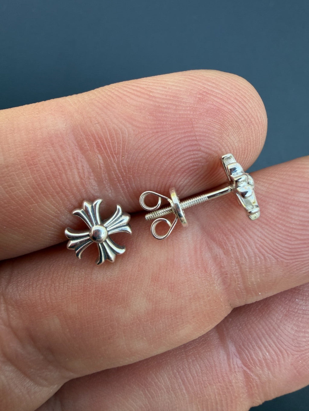 Hearts Of Chrome Cross Earrings | 925 Silver Oxidized