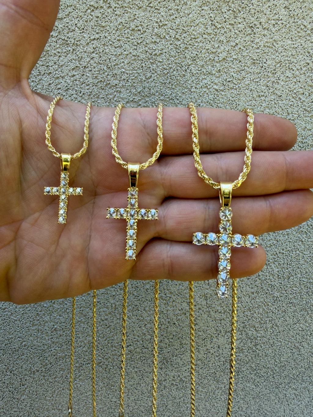 Moissanite Upside Down Setting Tennis Cross | 14k Gold Vermeil 925 Silver