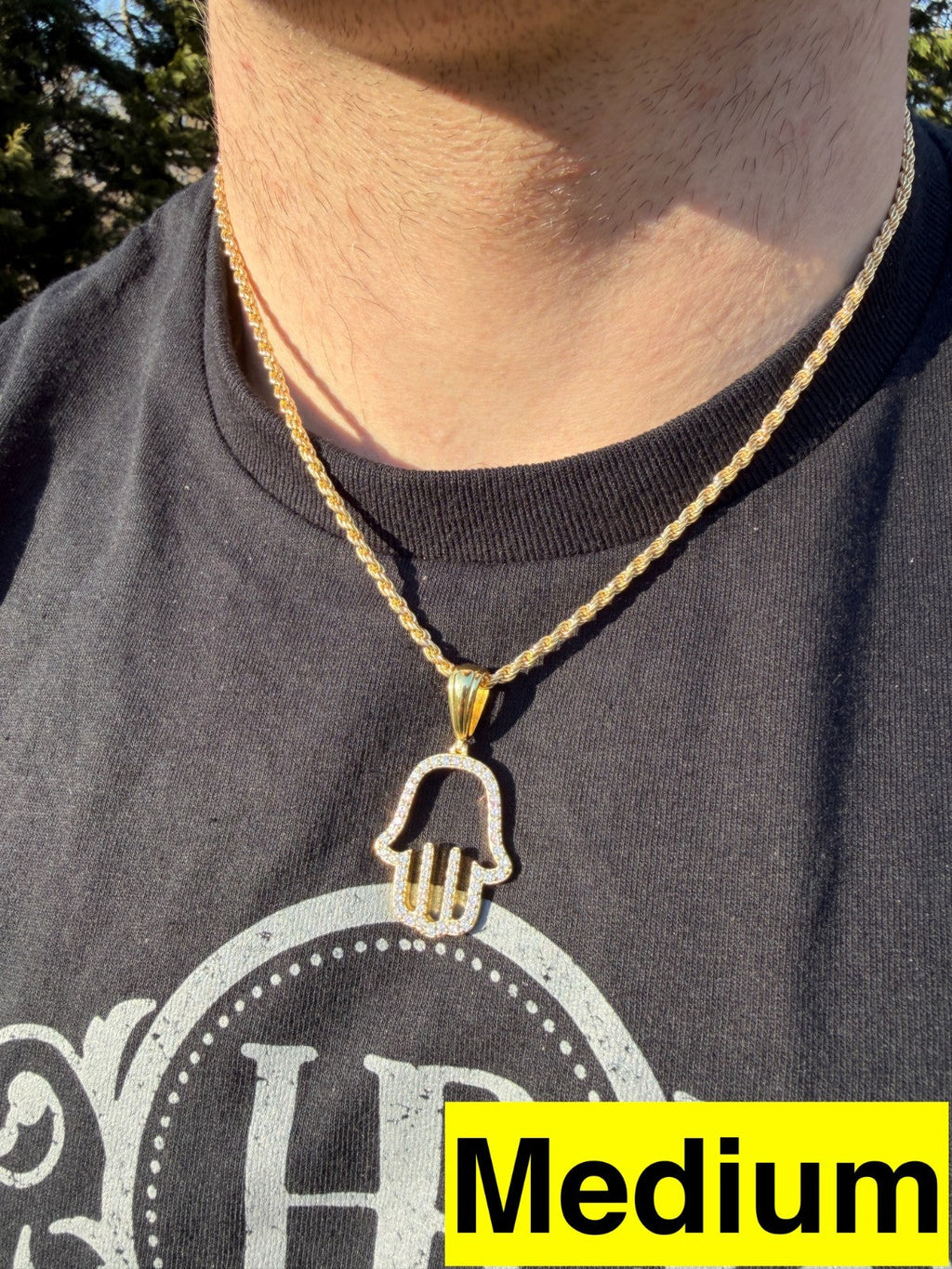 Moissanite Hamsa Cutout Pendant | 14k Gold Vermeil 925 Silver