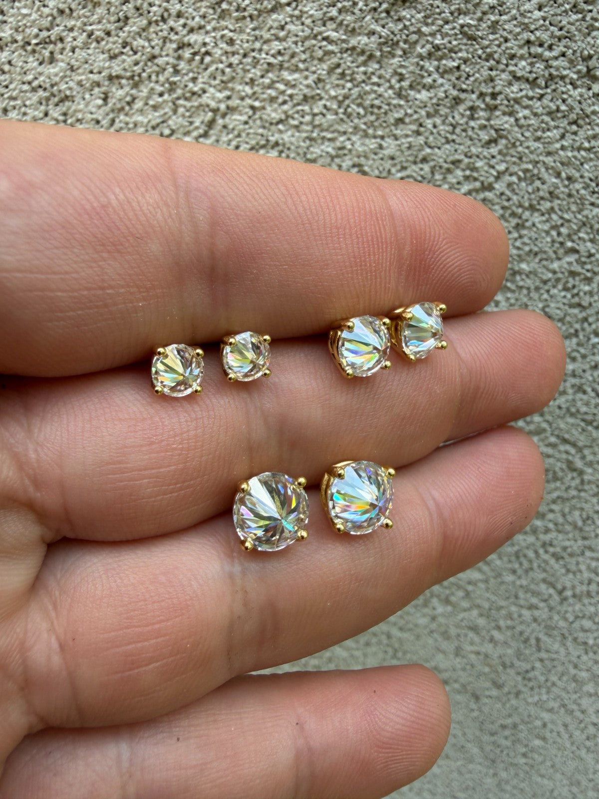 Moissanite Upside Down Reverse Set Pushback Stud Earrings | 14k Gold Vermeil 925 Silver