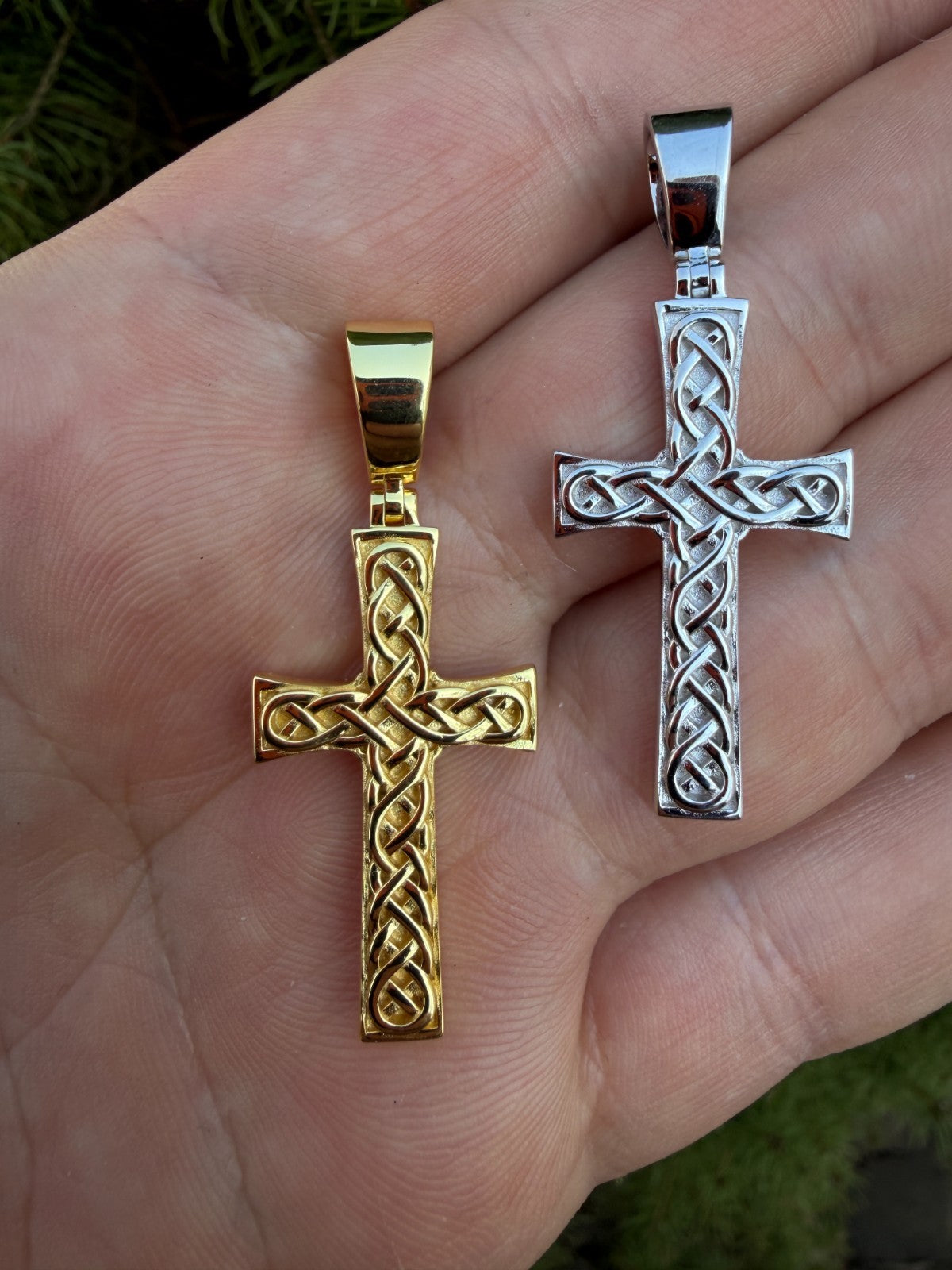 Viking Warrior Celtic Cross Pendant | 14k Gold Vermeil 925 Silver
