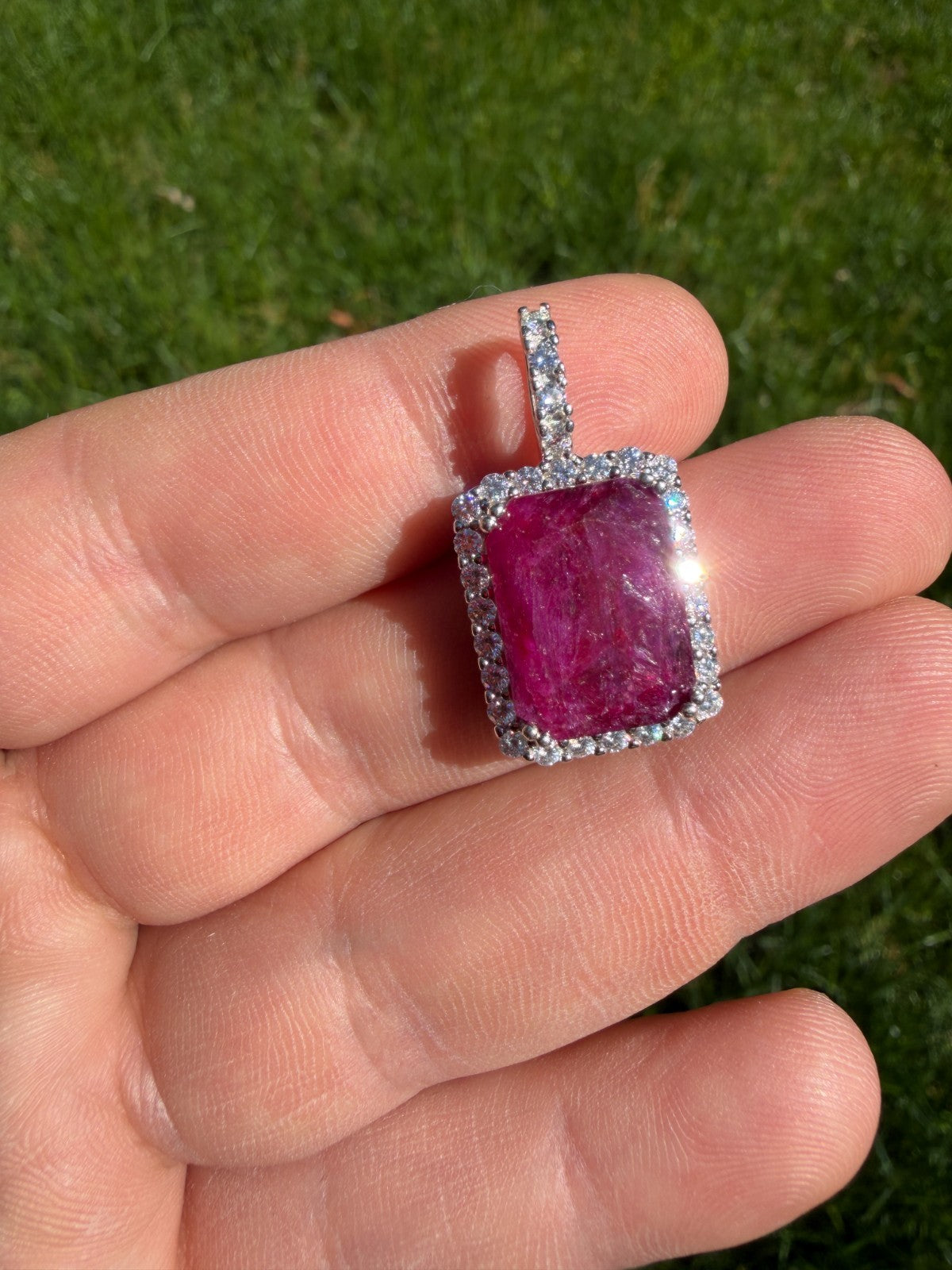 Moissanite Royalty Red Ruby Pendant | 925 Silver