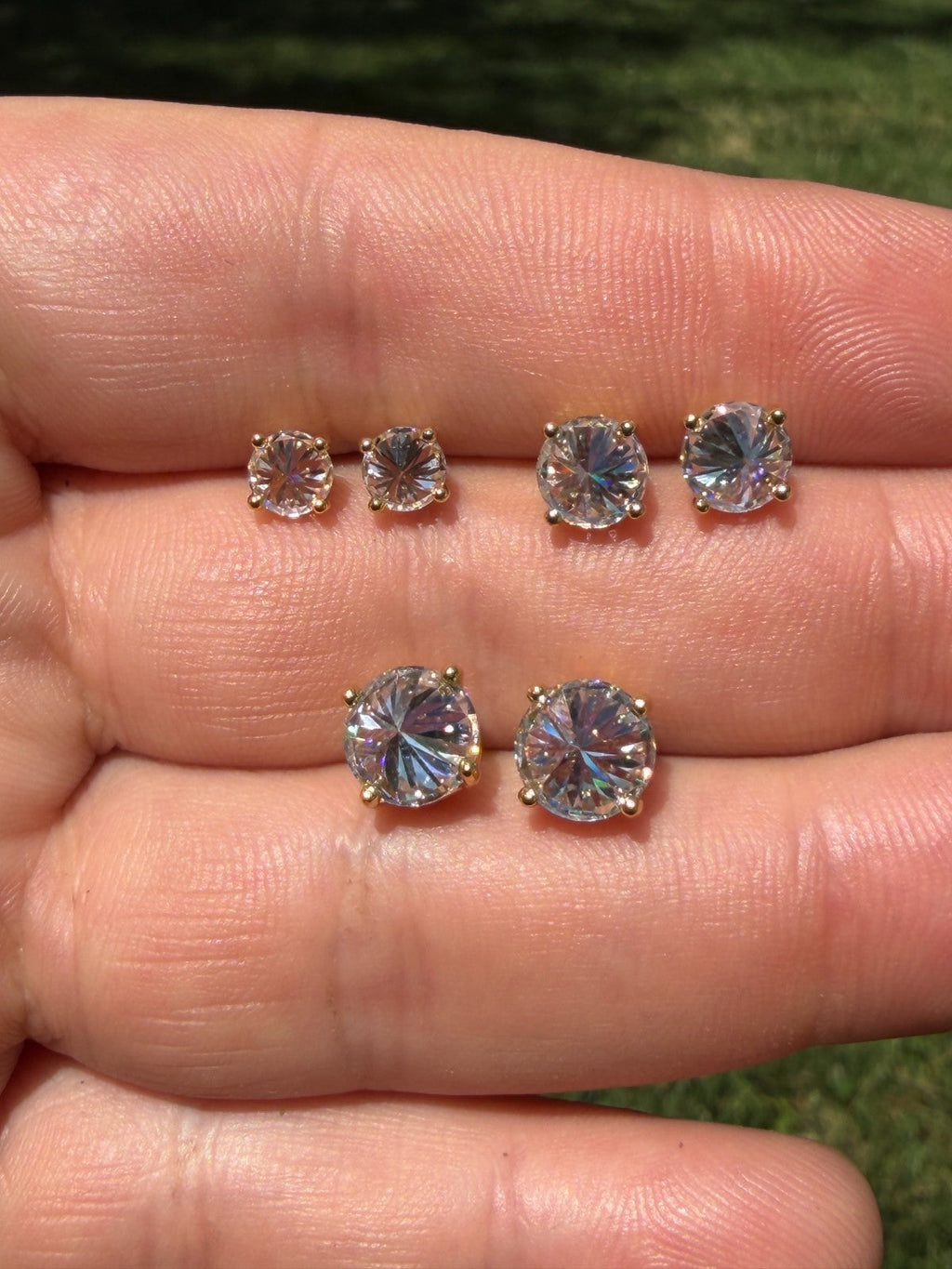 Moissanite Upside Down Reverse Set Stud Earrings | 14k Gold Vermeil 925 Silver