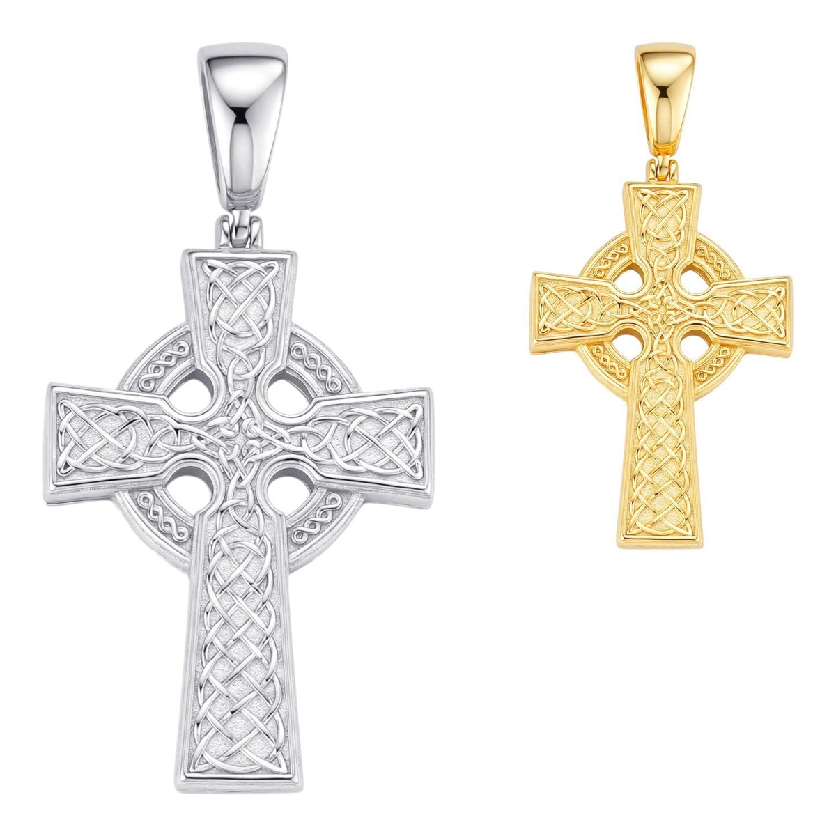 Handmade Viking Celtic Cross Pendant | 14k Gold Vermeil 925 Silver