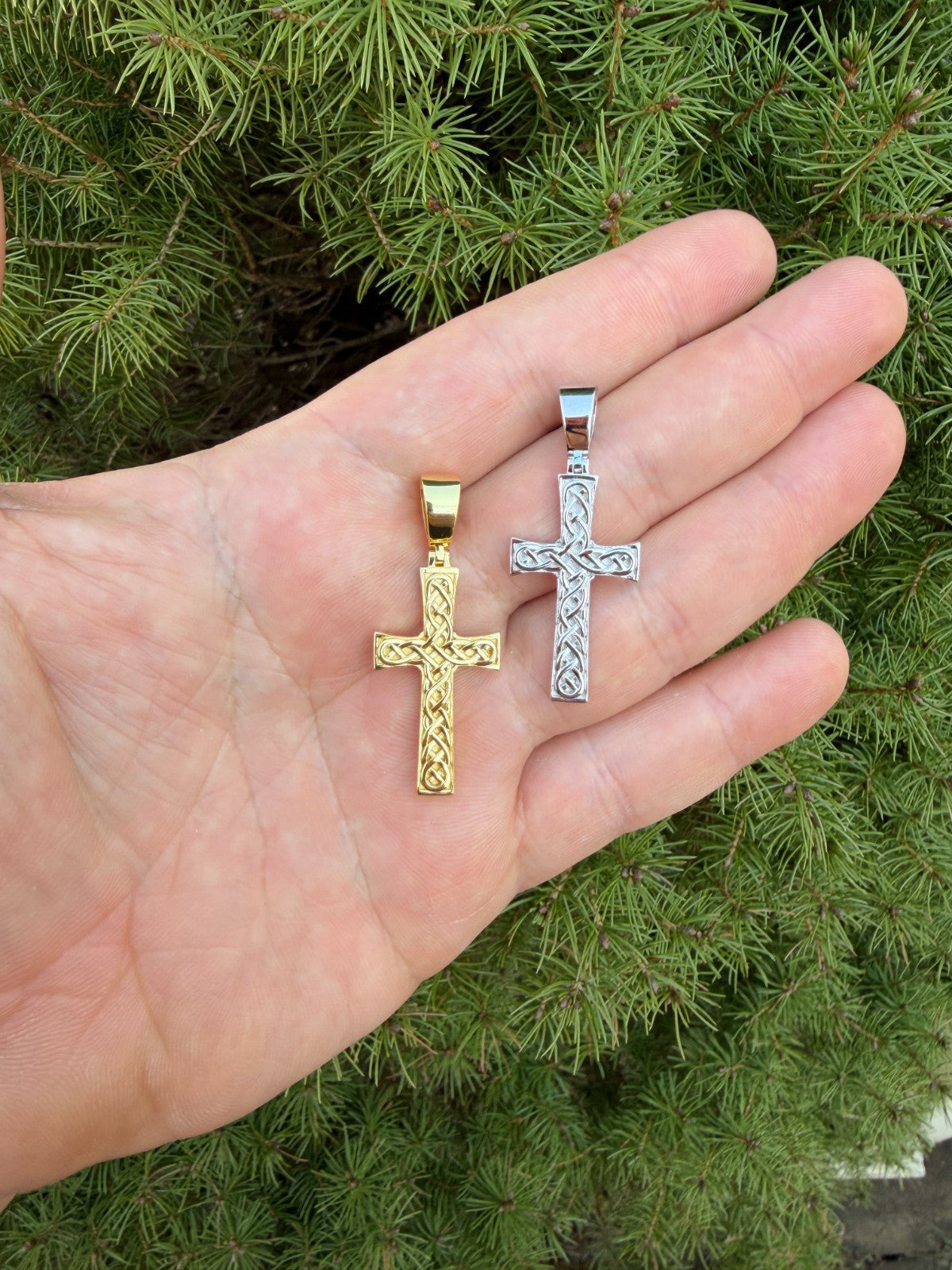 Viking Warrior Celtic Cross Pendant | 14k Gold Vermeil 925 Silver