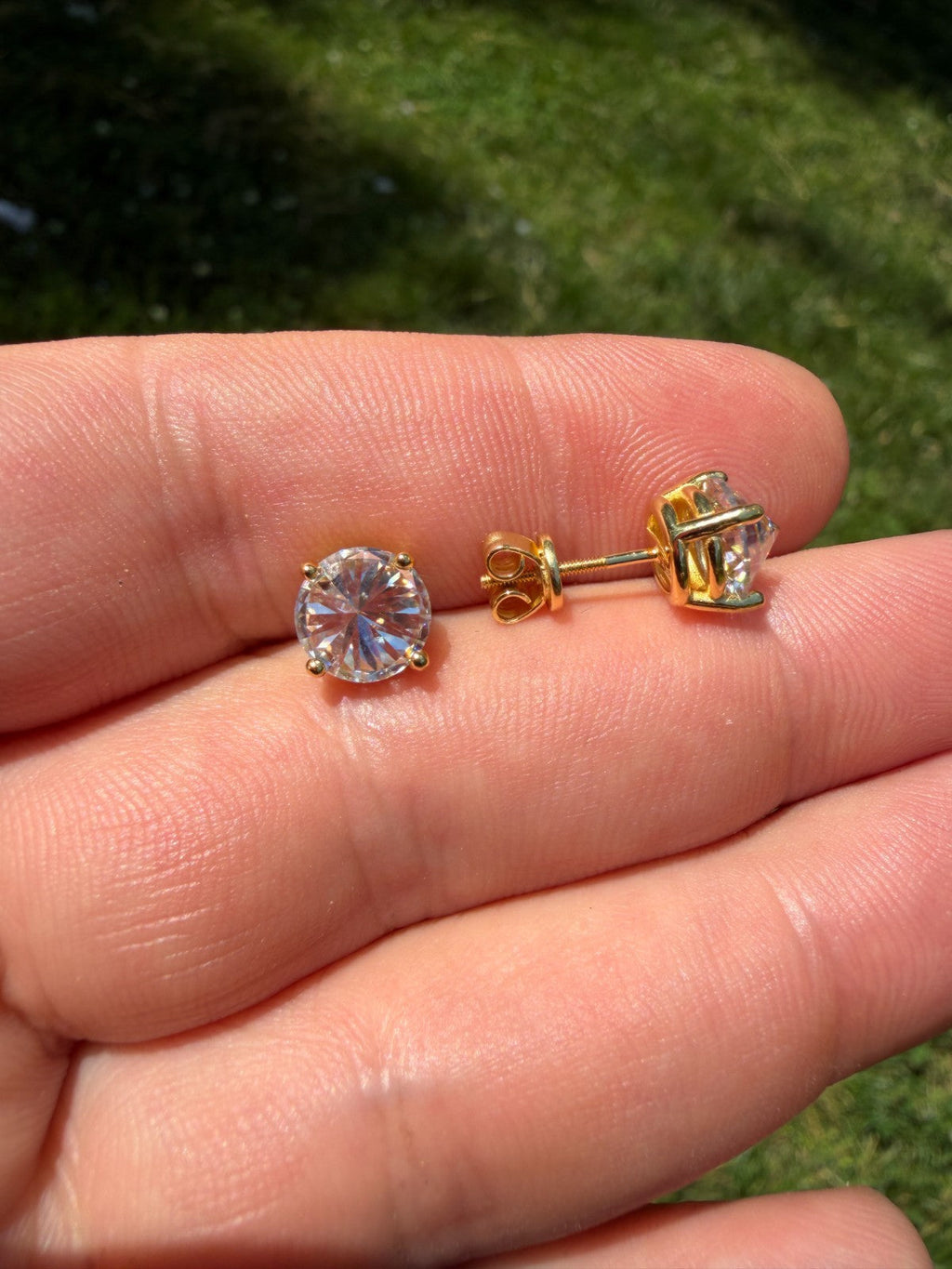 Moissanite Upside Down Reverse Set Stud Earrings | 14k Gold Vermeil 925 Silver