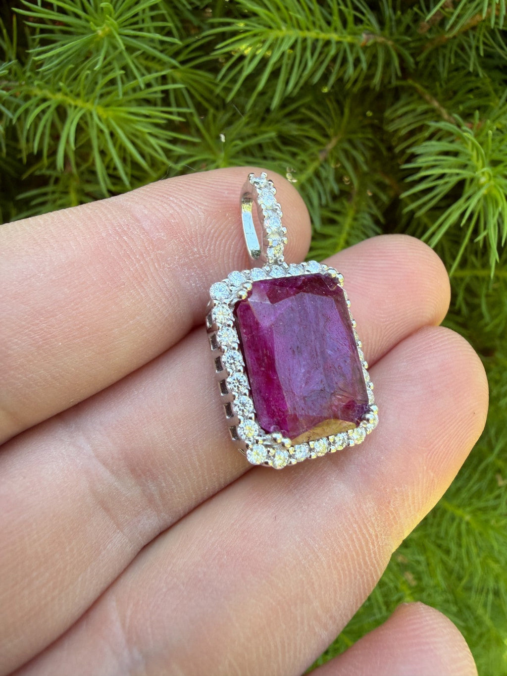 Moissanite Royalty Red Ruby Pendant | 925 Silver