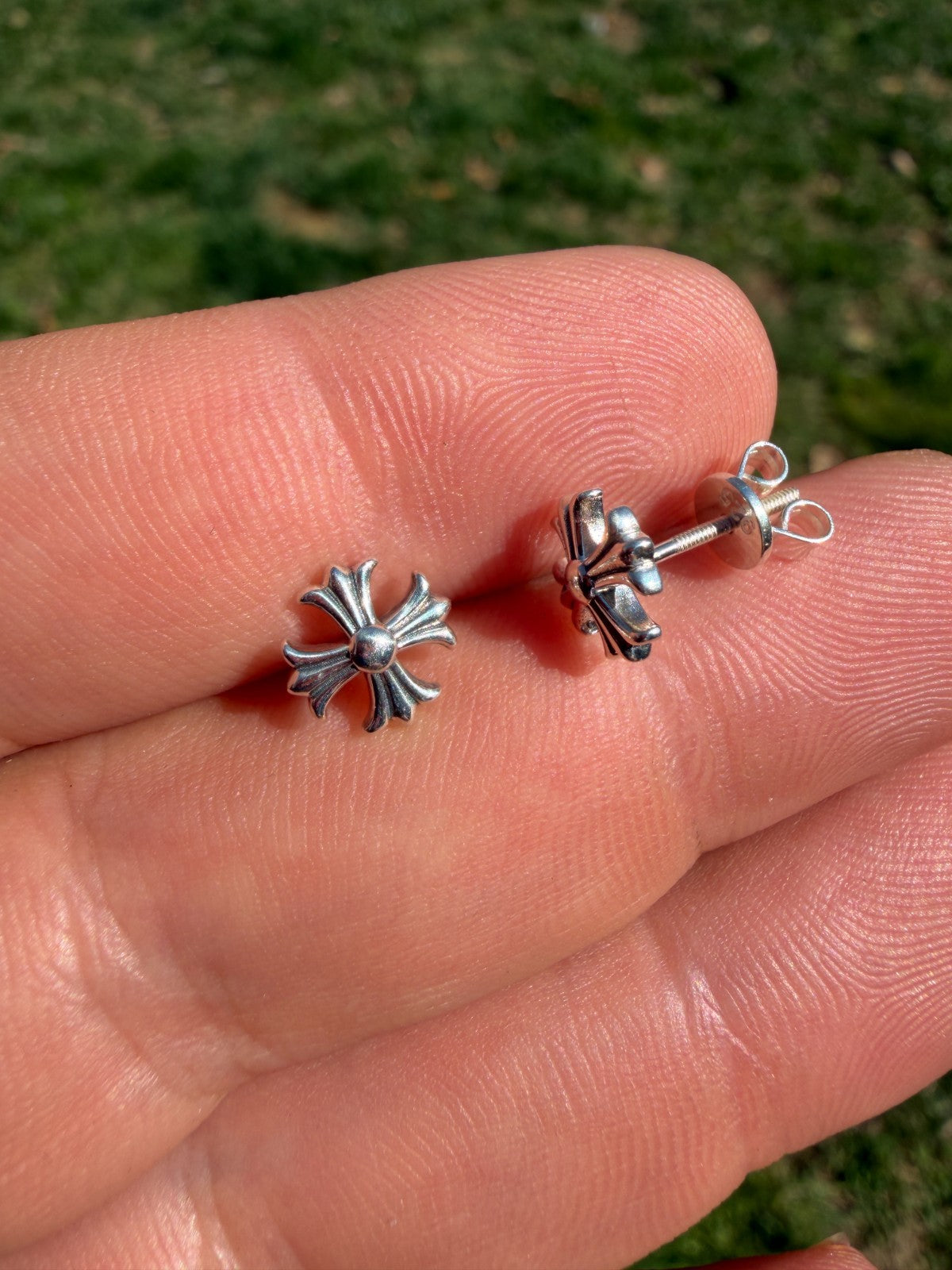 Hearts Of Chrome Cross Earrings | 925 Silver Oxidized