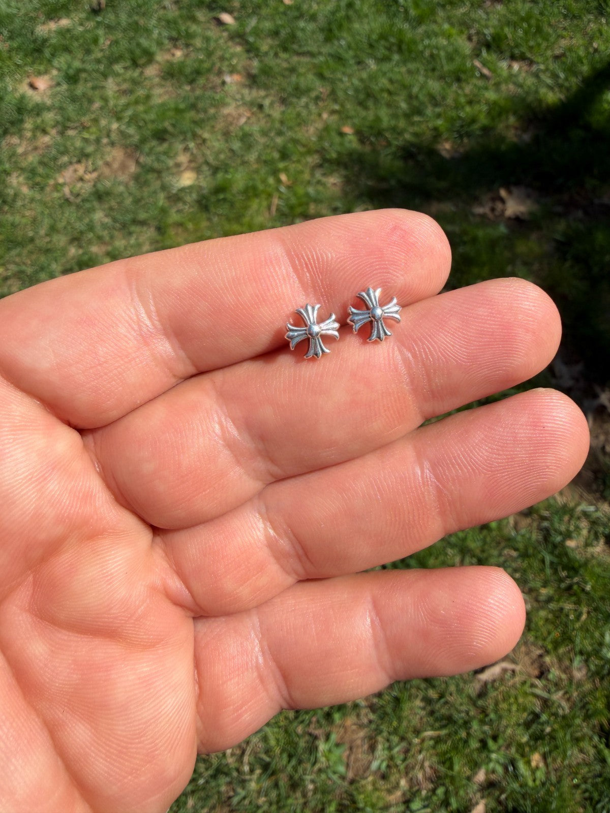 Hearts Of Chrome Cross Earrings | 925 Silver Oxidized