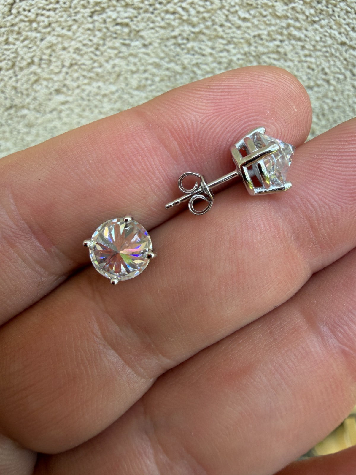 Moissanite Upside Down Reverse Set Pushback Stud Earrings | 925 Silver