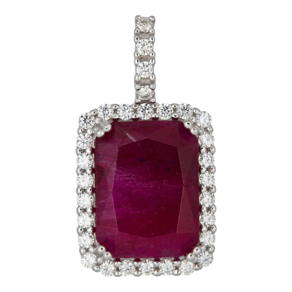 Moissanite Royalty Red Ruby Pendant | 925 Silver