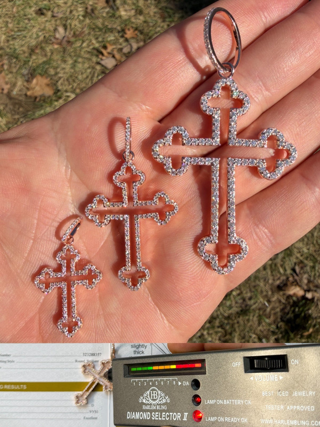 Moissanite Gothic Cross Cutout Pendant | 14k Rose Gold Vermeil 925 Silver