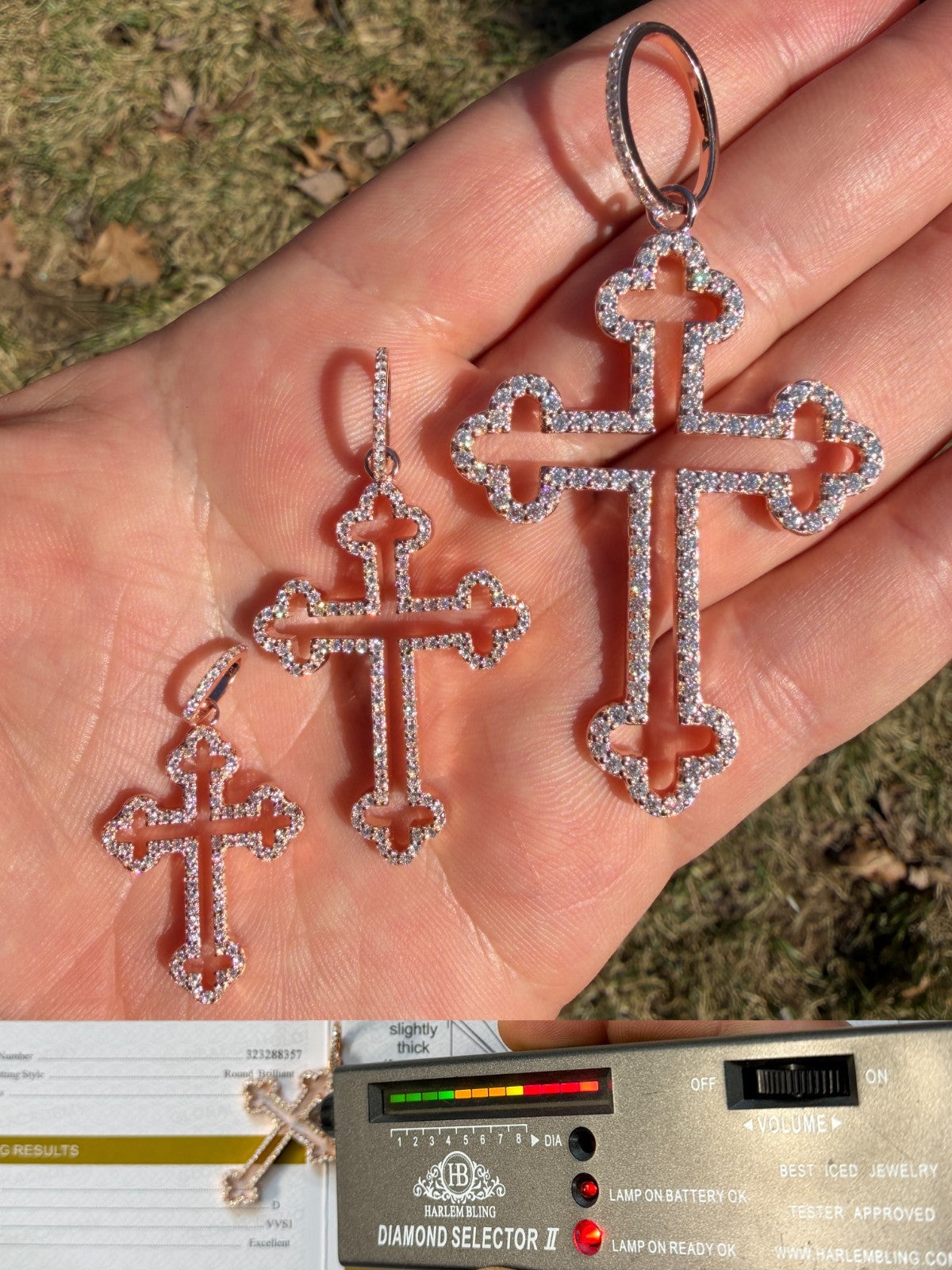 Moissanite Gothic Cross Cutout Pendant | 14k Rose Gold Vermeil 925 Silver