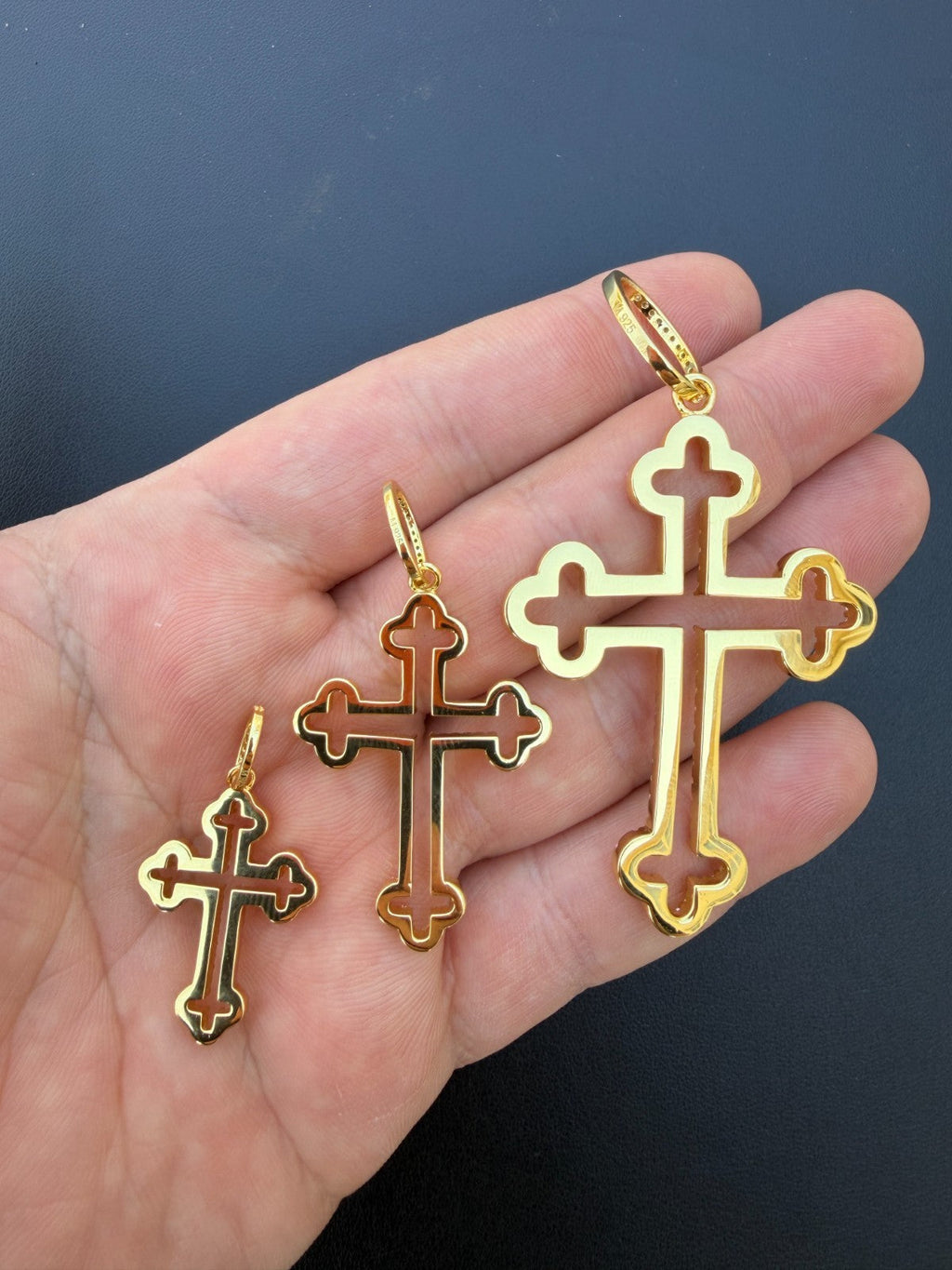 Moissanite Gothic Cross Cutout Pendant | 14k Gold Vermeil 925 Silver