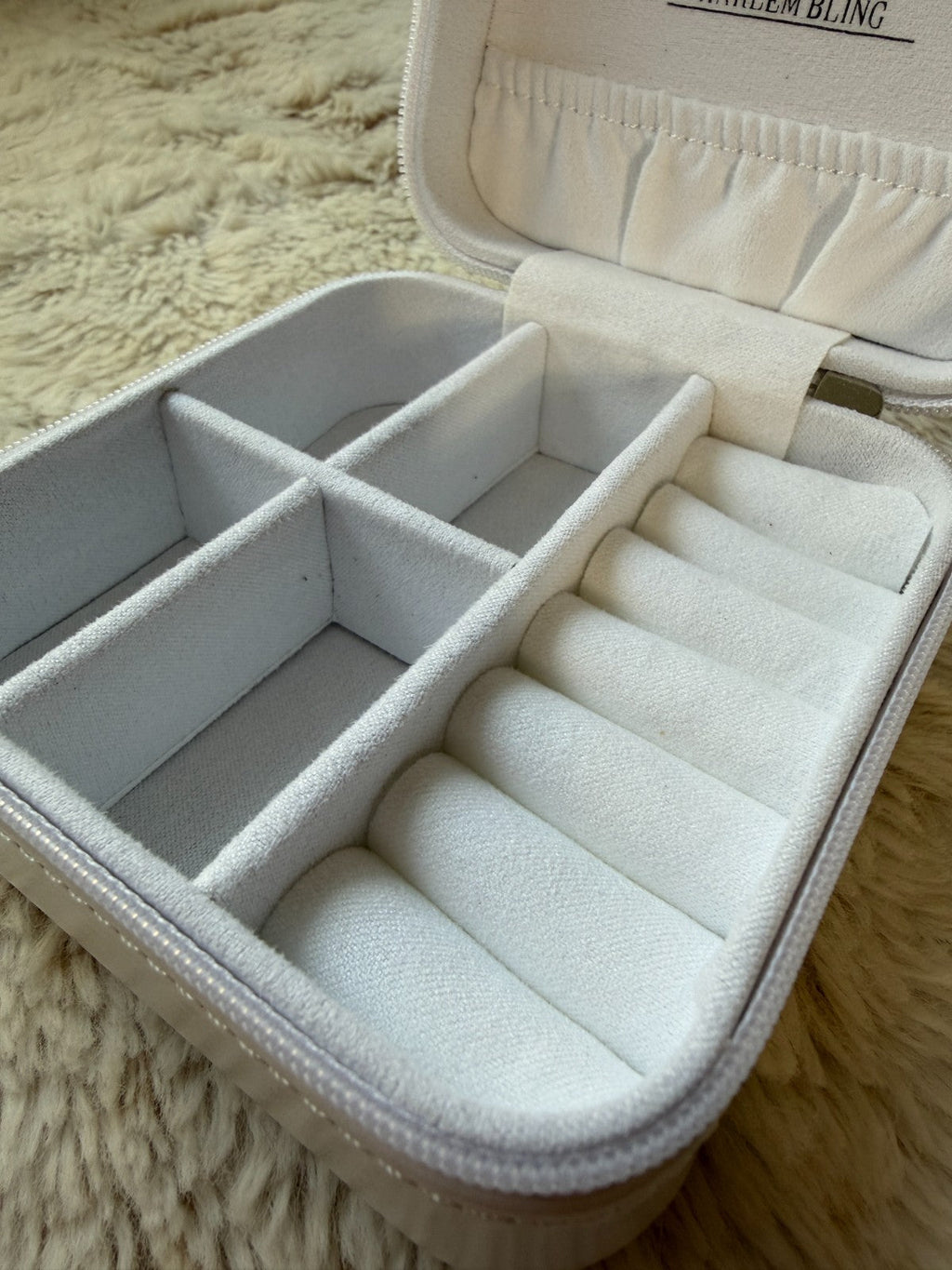 Harlembling Mini Leather Travel Jewelry Box Case | White