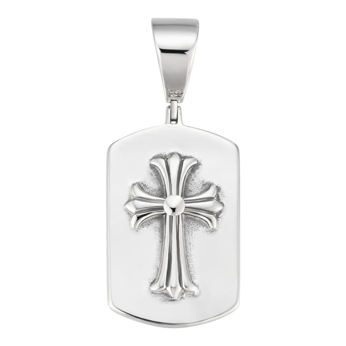 Hearts Chrome Dog Tag Cross Pendant | 925 Silver