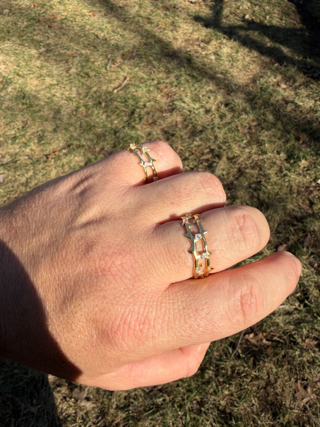 Moissanite Crown Of Thorns Eternity Band Ring | 14k Gold Vermeil 925 Silver