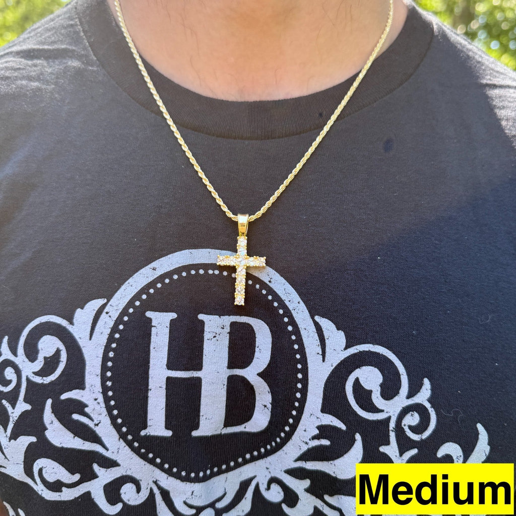 Moissanite Upside Down Setting Tennis Cross | 14k Gold Vermeil 925 Silver