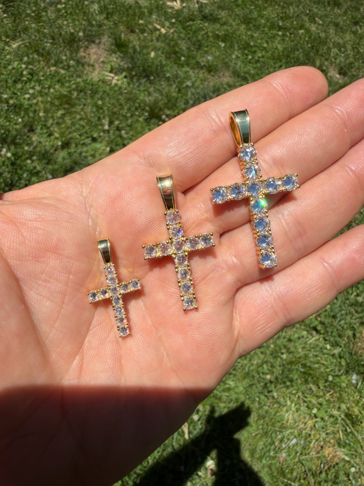 Moissanite Upside Down Setting Tennis Cross | 14k Gold Vermeil 925 Silver