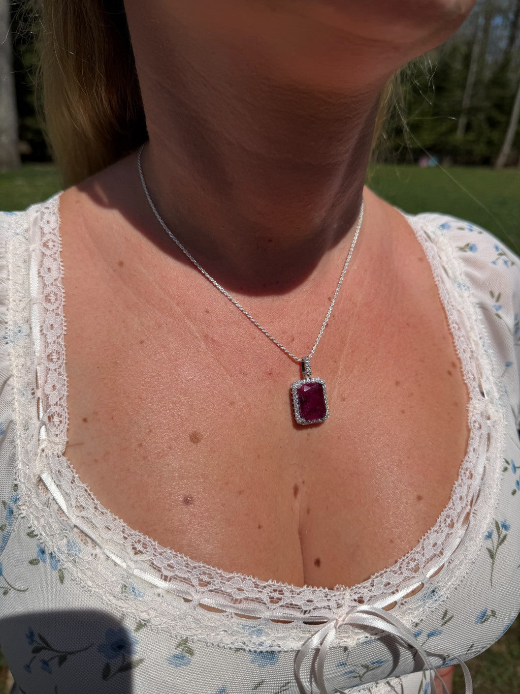 Moissanite Royalty Red Ruby Pendant | 925 Silver
