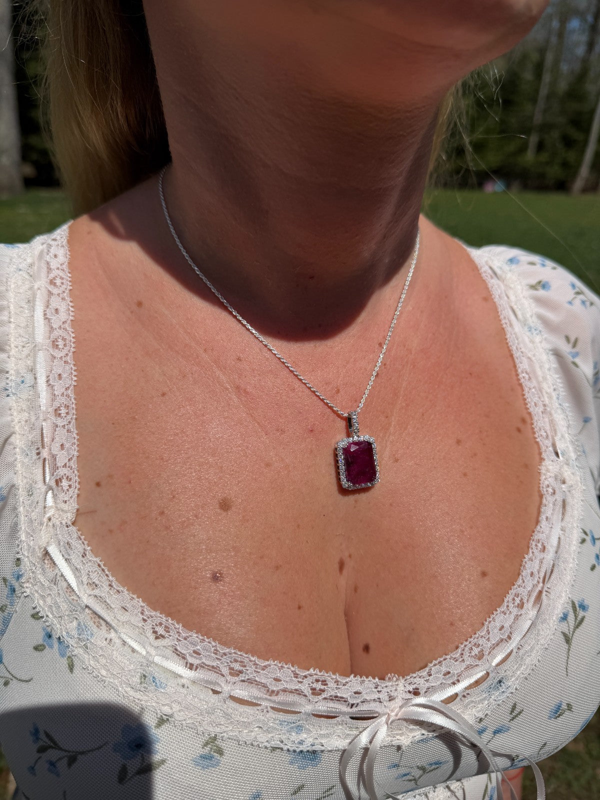Moissanite Royalty Red Ruby Pendant | 925 Silver