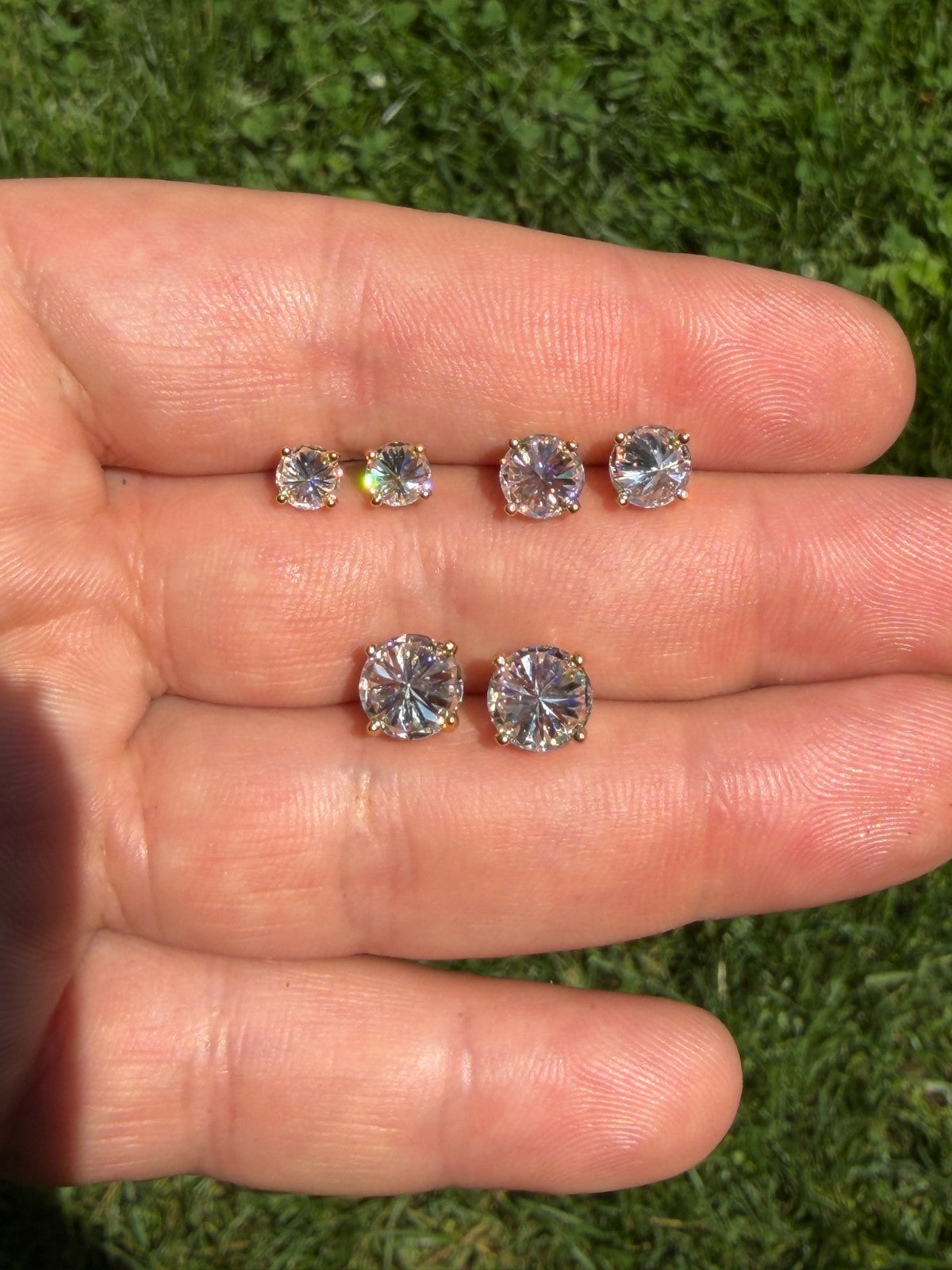 Moissanite Upside Down Reverse Set Stud Earrings | 14k Gold Vermeil 925 Silver