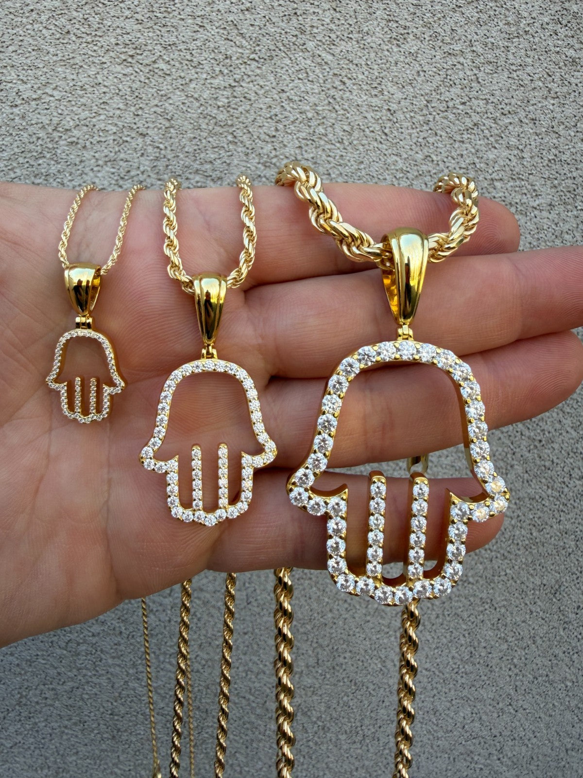 Moissanite Hamsa Cutout Pendant | 14k Gold Vermeil 925 Silver