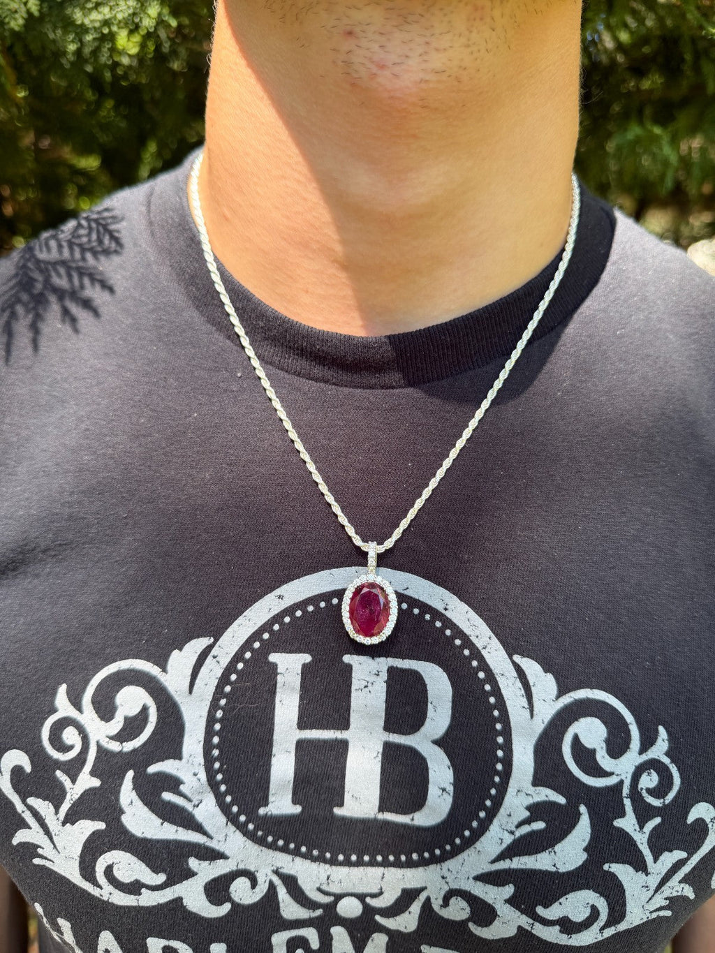Moissanite Royalty Red Ruby Pendant | 925 Silver