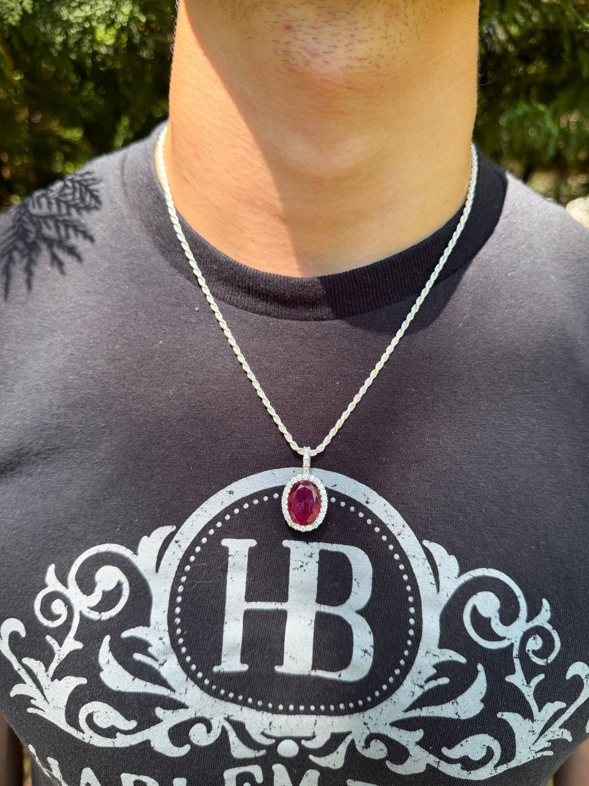 Moissanite Royalty Red Ruby Pendant | 925 Silver