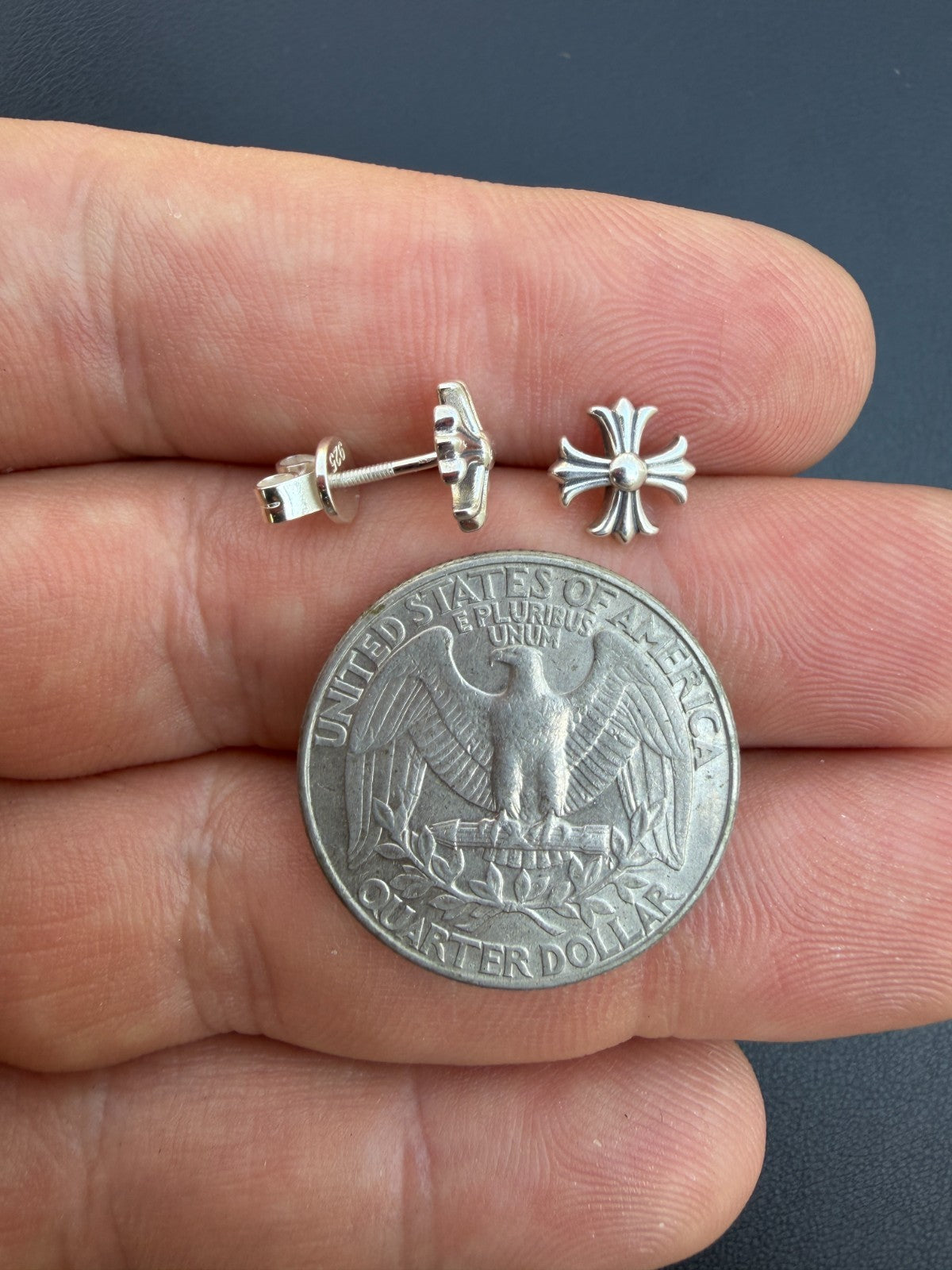 Hearts Of Chrome Cross Earrings | 925 Silver Oxidized