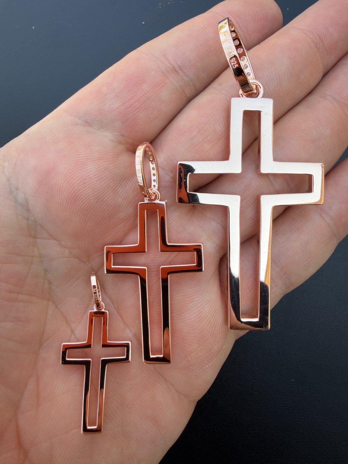 Moissanite Classic Cross Cutout Pendant | 14k Rose Gold Vermeil 925 Silver