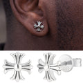 Hearts Of Chrome Cross Earrings | 925 Silver Oxidized