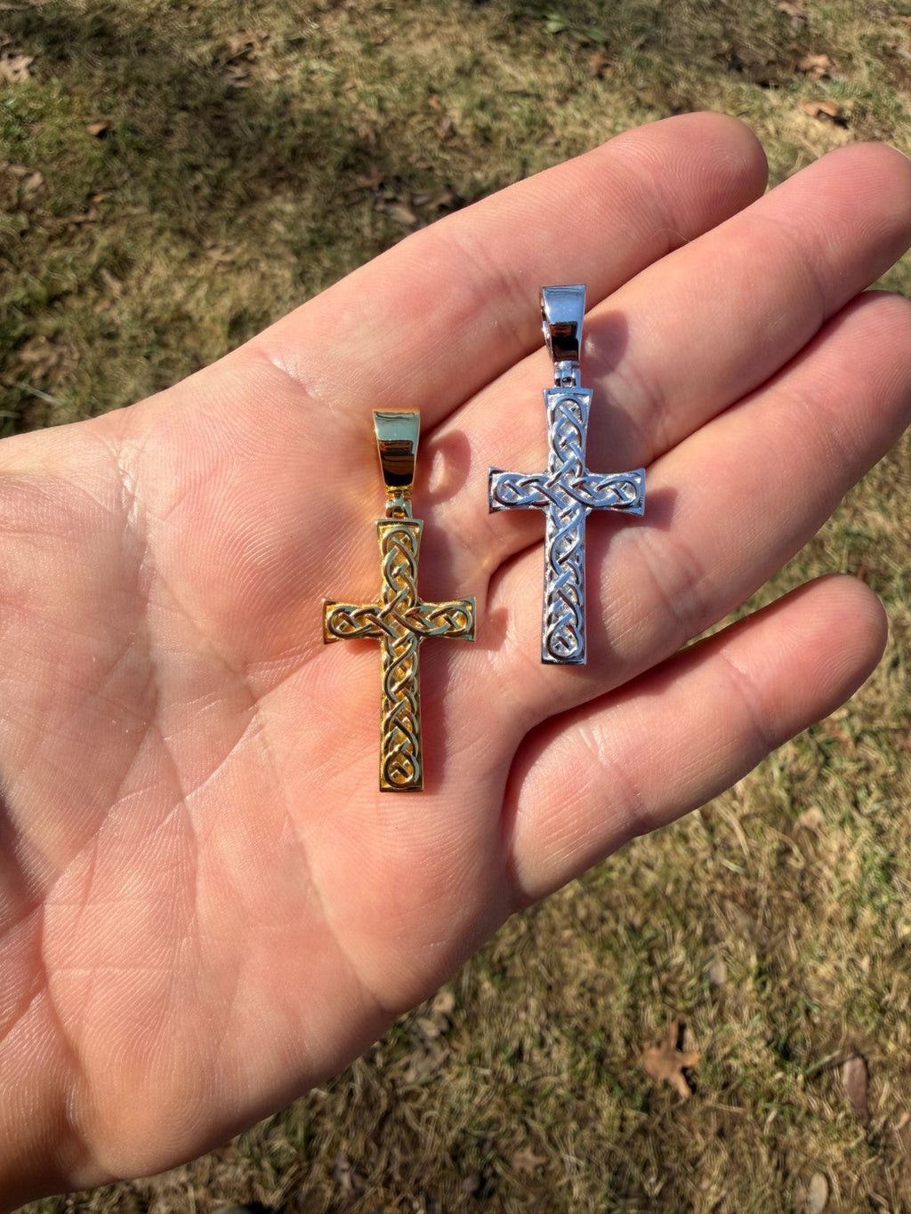 Viking Warrior Celtic Cross Pendant | 14k Gold Vermeil 925 Silver