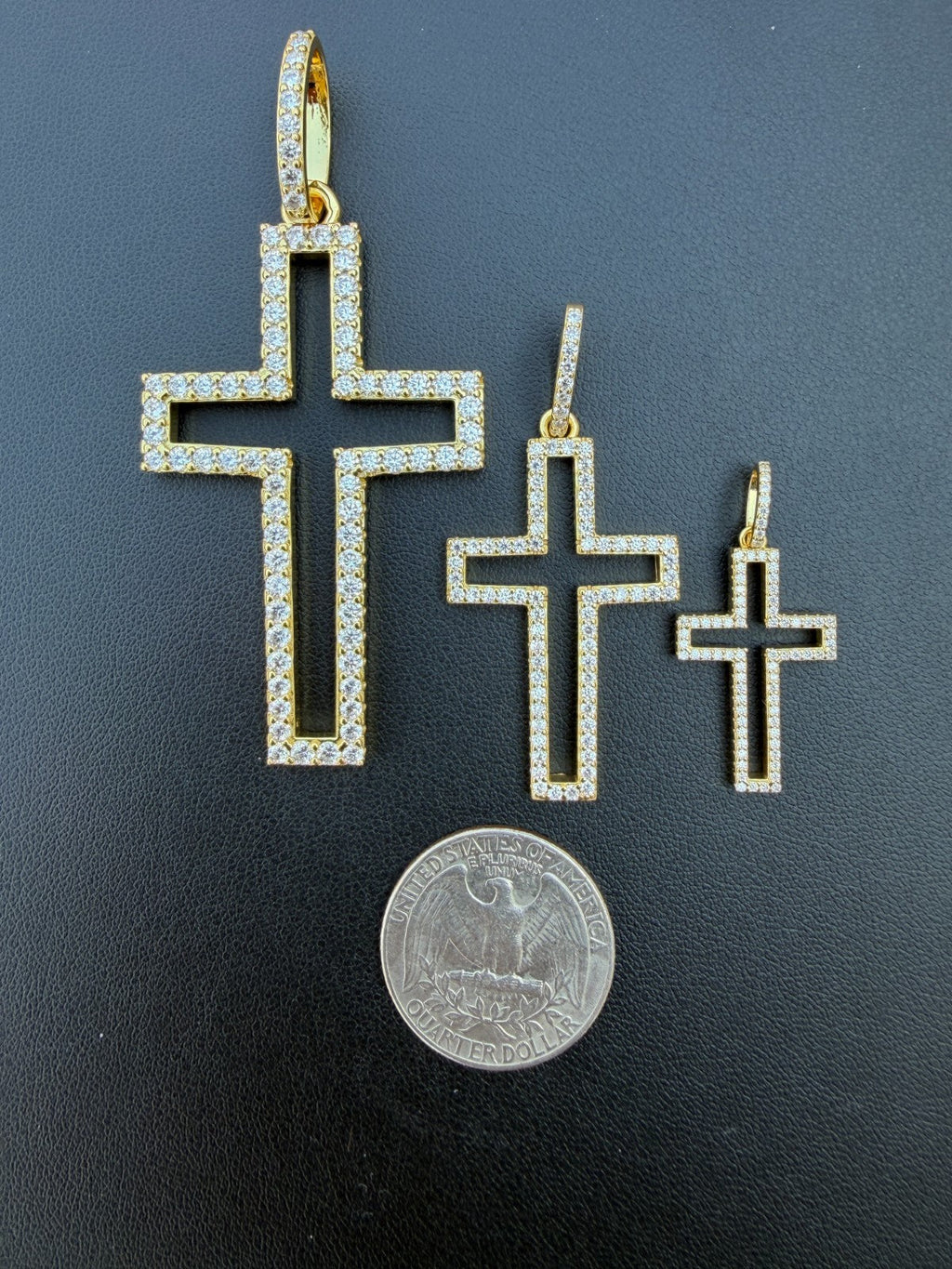Moissanite Classic Cross Cutout Pendant | 14k Gold Vermeil 925 Silver