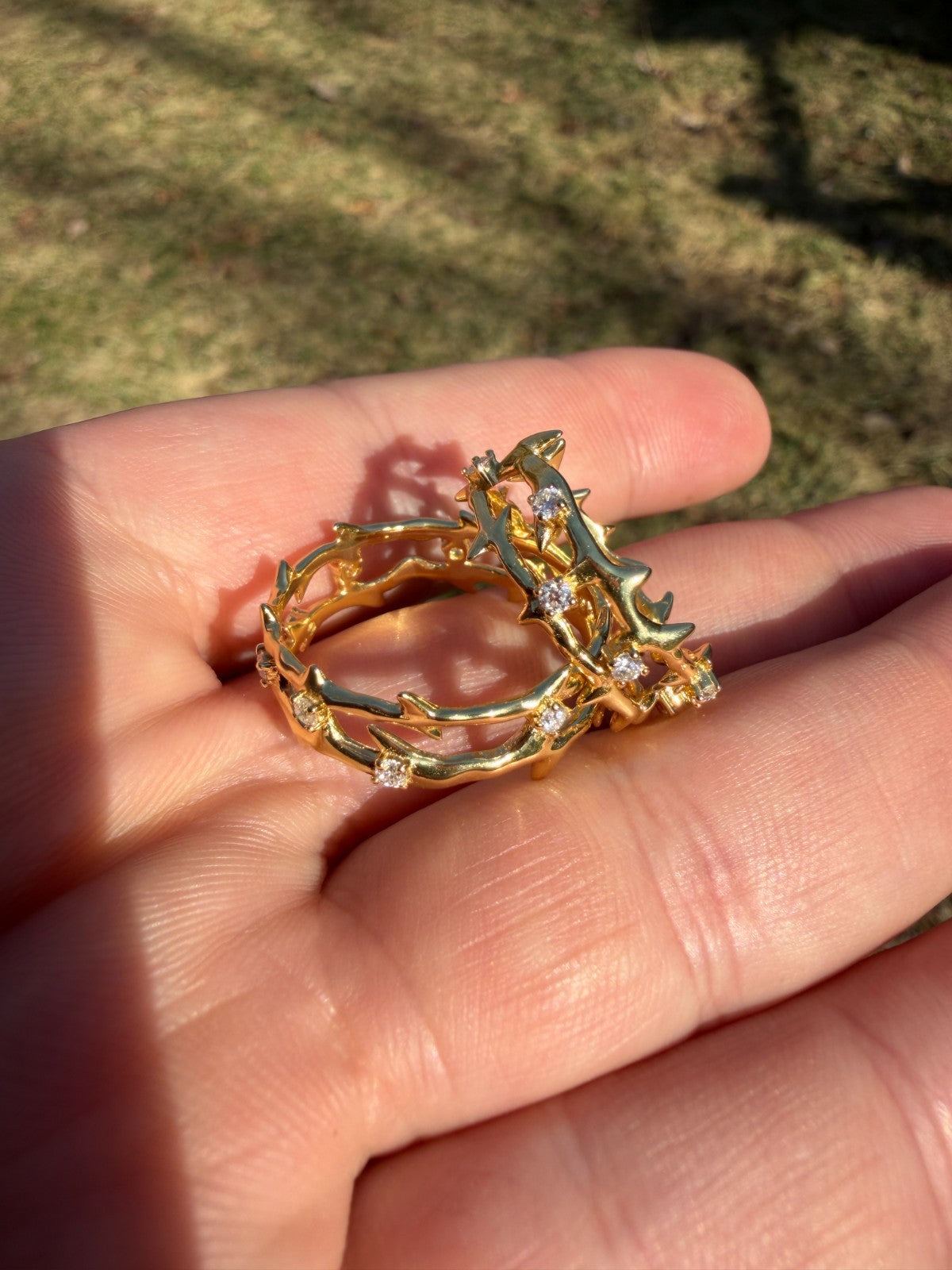 Moissanite Crown Of Thorns Eternity Band Ring | 14k Gold Vermeil 925 Silver