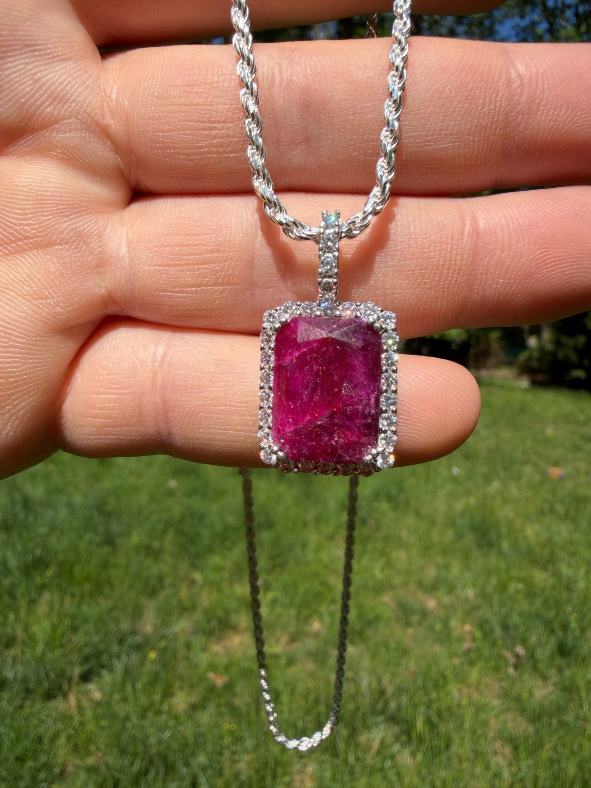 Moissanite Royalty Red Ruby Pendant | 925 Silver
