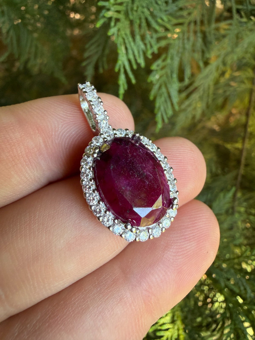 Moissanite Royalty Red Ruby Pendant | 925 Silver