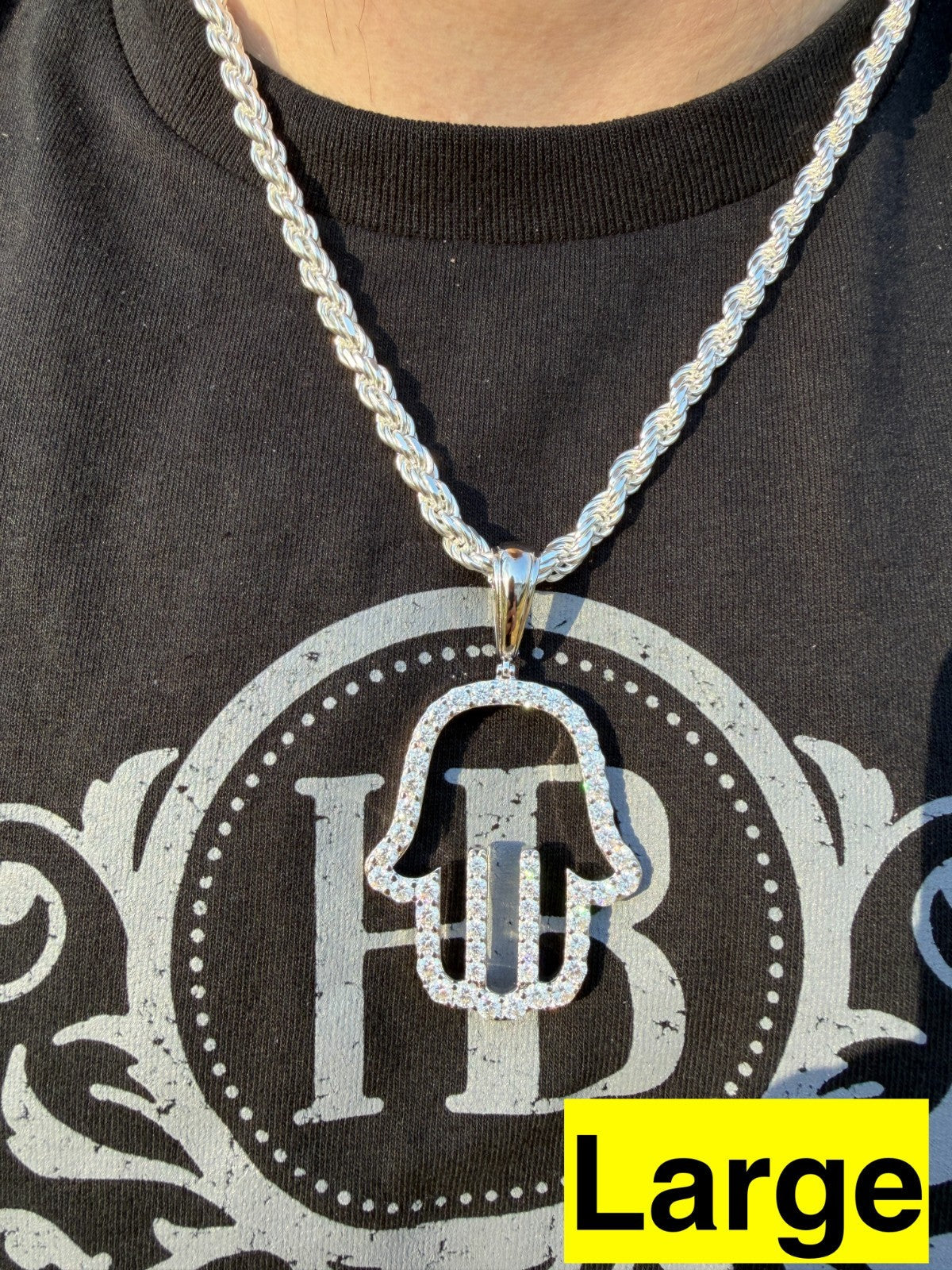 Moissanite Hamsa Cutout Pendant | 925 Silver